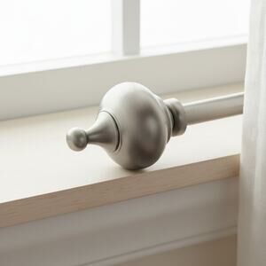 Set 3 Adjustable Curtain Rods-Brushed Nickel Finial-48-115''-Window-Drapery-Home